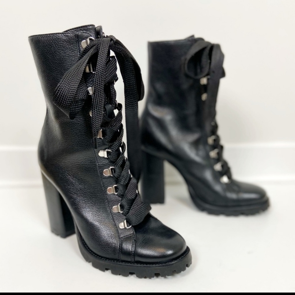 Schutz Zhara Lace Up Leather Bootie